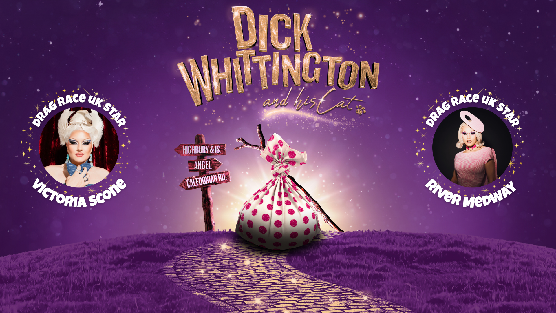 Dick Whittington and his Cat key art at the King's Head Theatre with Victoria Scone and River Medway