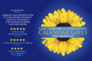 Key artwork for Gary Barlow and Tim Firth Calendar Girls the Musical with sunflower motif