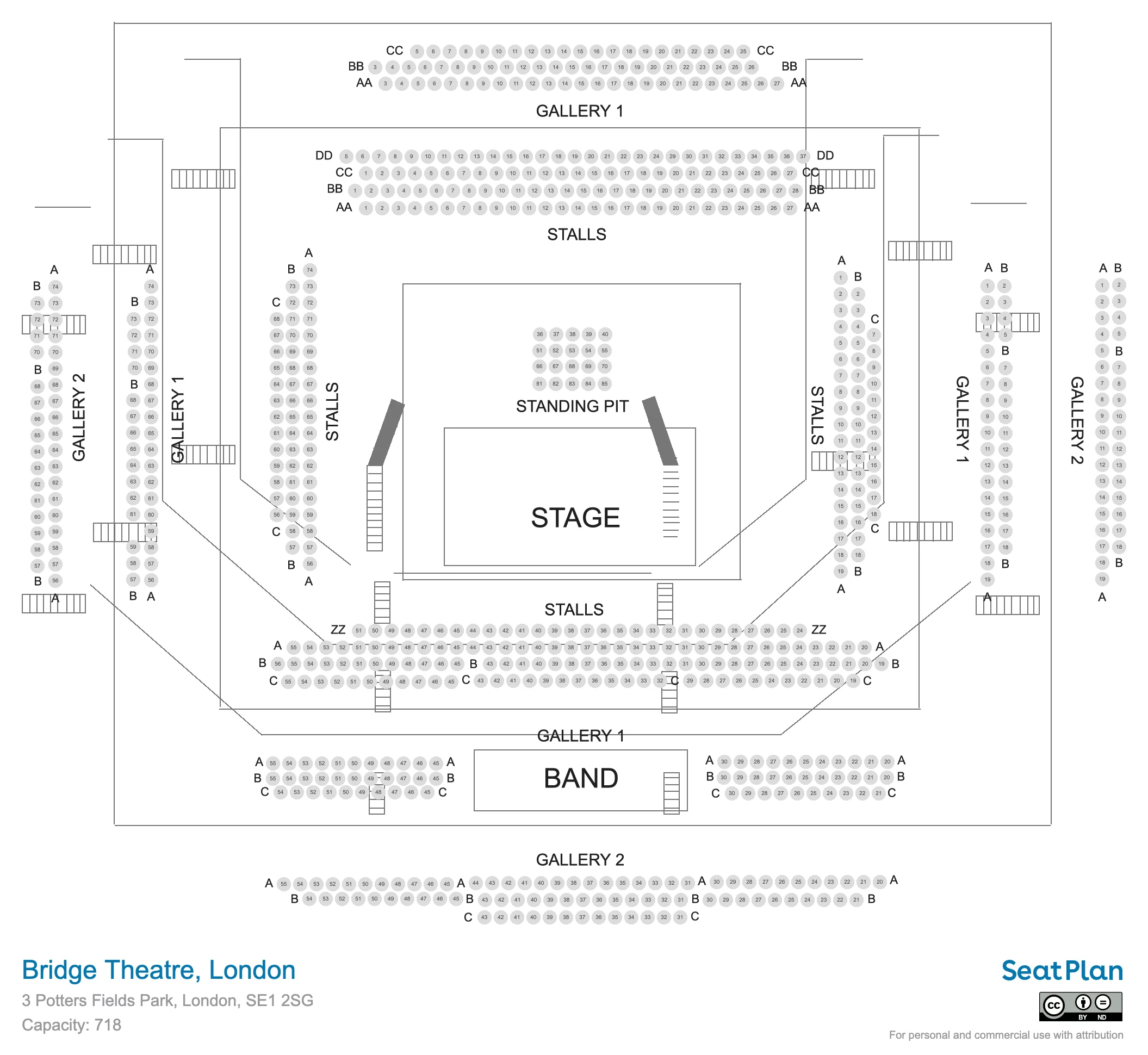 Bridge Theatre seating plan