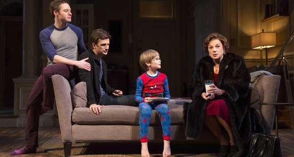 Bobby Steggert, Frederick Weller, Grayson Taylor, and Tyne Daly in Mothers and Sons