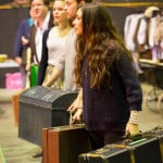 Jeremy Swift, Louise Calf, Jack Hardwick and Serena Manteghi in rehearsals for The Railway Children