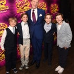 Jonathan Slinger (Willy Wonka) with Noah Crump, Johnny Evans-Hutchinson, Zachary Loonie and Jake Poolman