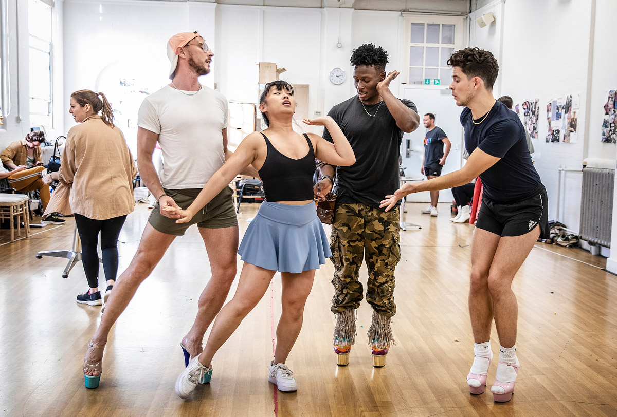 Peter-Caulfield,-Emily-Ooi,-Gregory-Haney-&-Pablo-Gómez-Jones-in-rehearsals-for-TO-WONG-FOO,-credit-Pamela-Raith